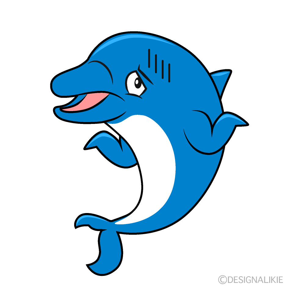かわいい困る青イルカのイラスト素材 Illustcute