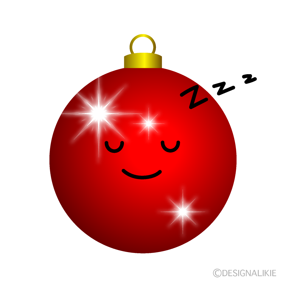 かわいい寝るクリスマスオーナメントイラスト