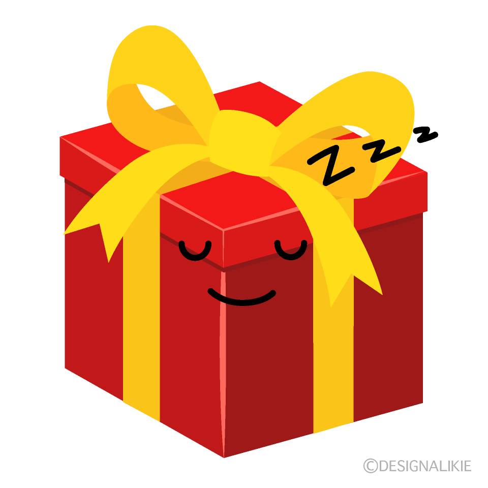 かわいい寝るプレゼント箱のイラスト素材 Illustcute