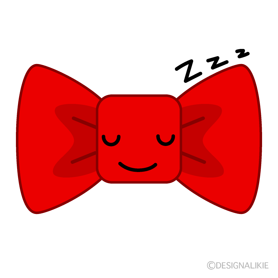 かわいい寝る赤リボンイラスト