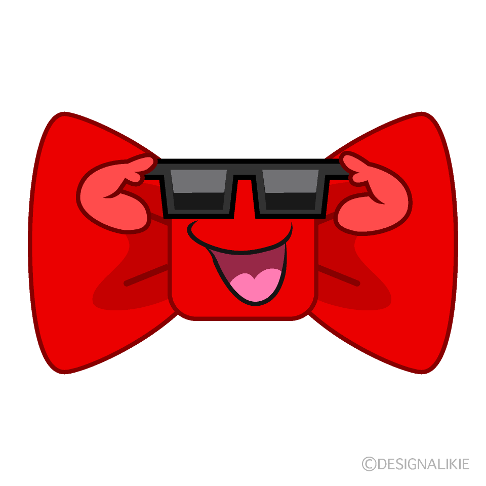 かわいいサングラスの赤リボンのイラスト素材 Illustcute