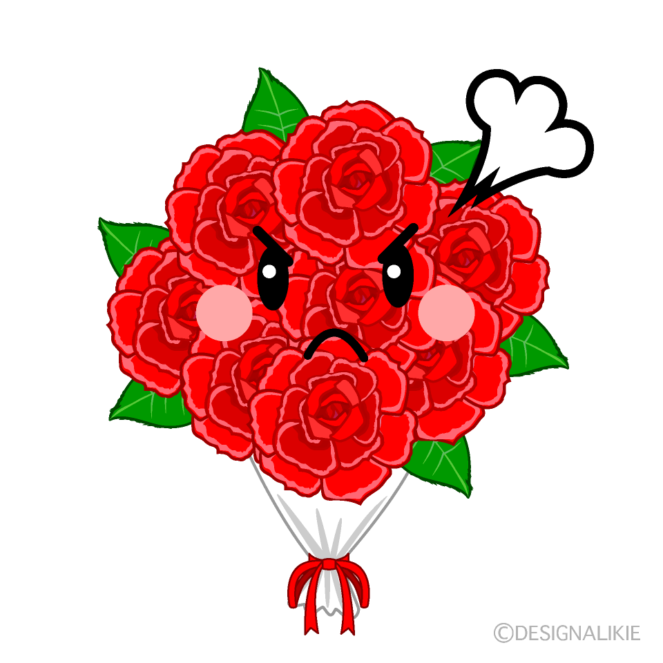 かわいい怒るバラ花束イラスト