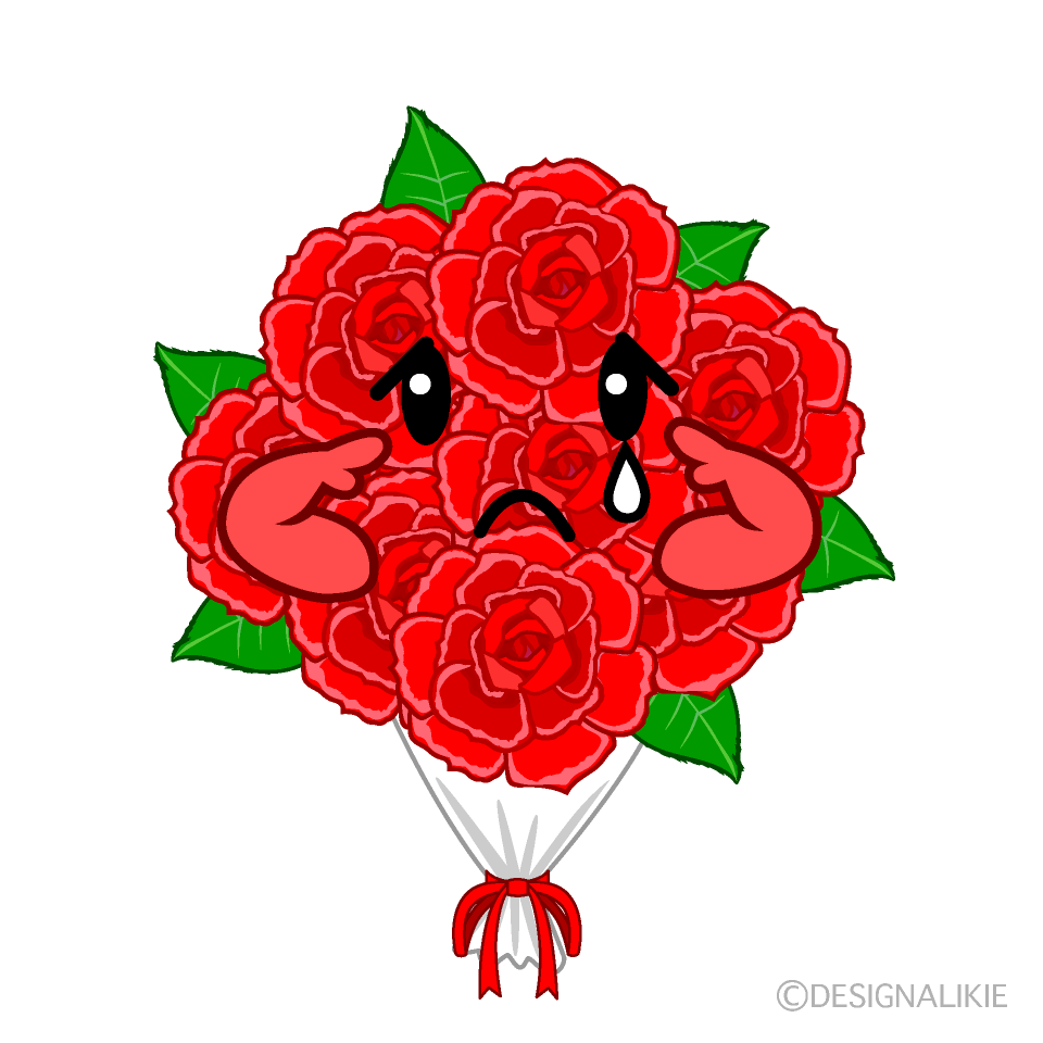 かわいい悲しいバラ花束イラスト