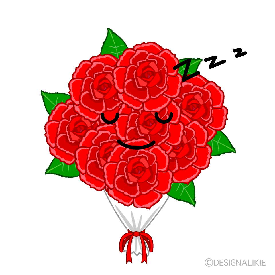 かわいい寝るバラ花束イラスト