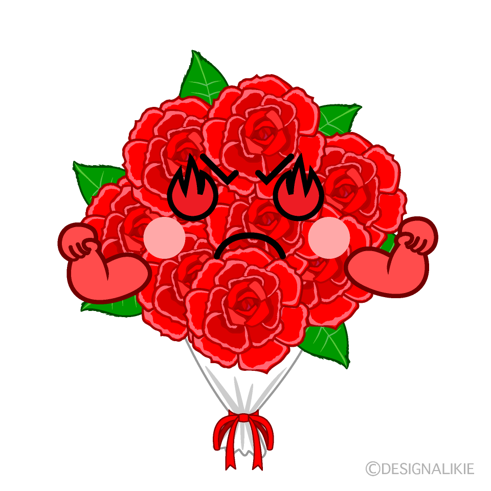 かわいい熱意のバラ花束のイラスト素材 Illustcute