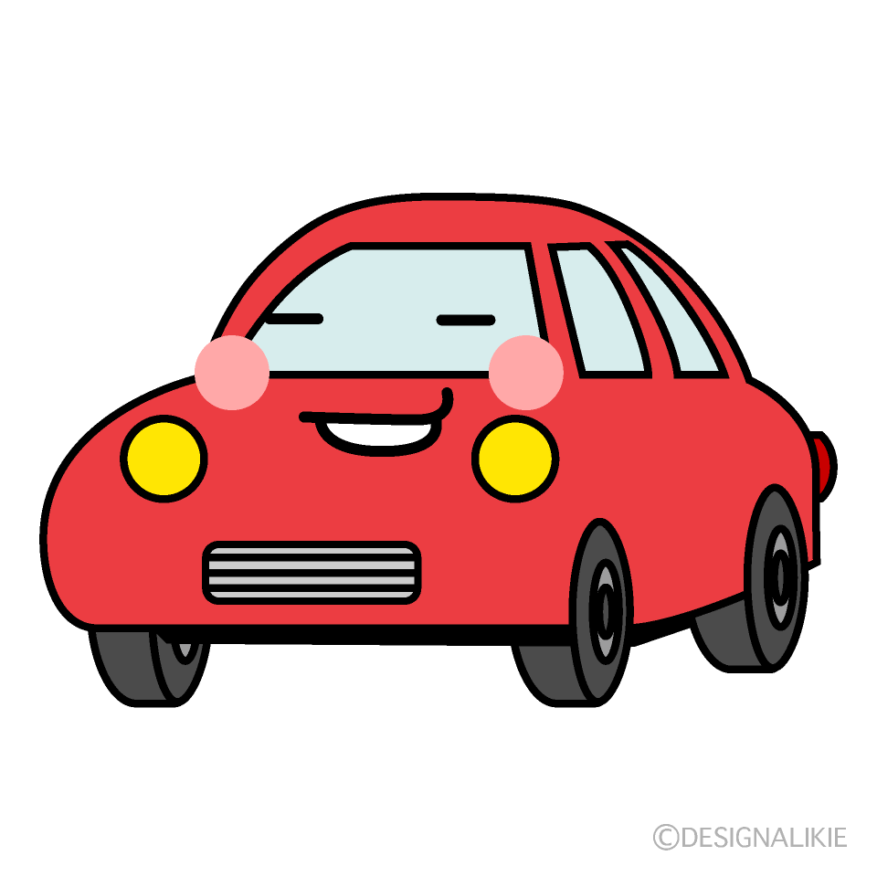 かわいいニヤリの赤い車イラスト