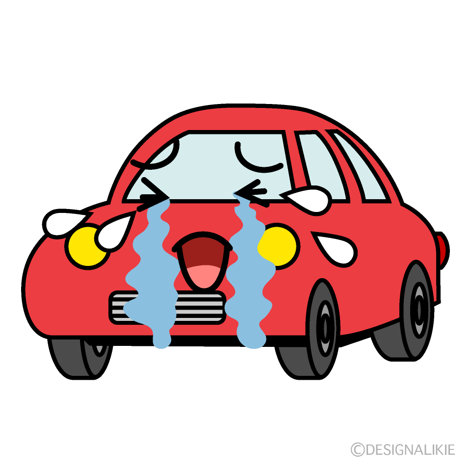 かわいい泣く赤い車のイラスト素材 Illustcute