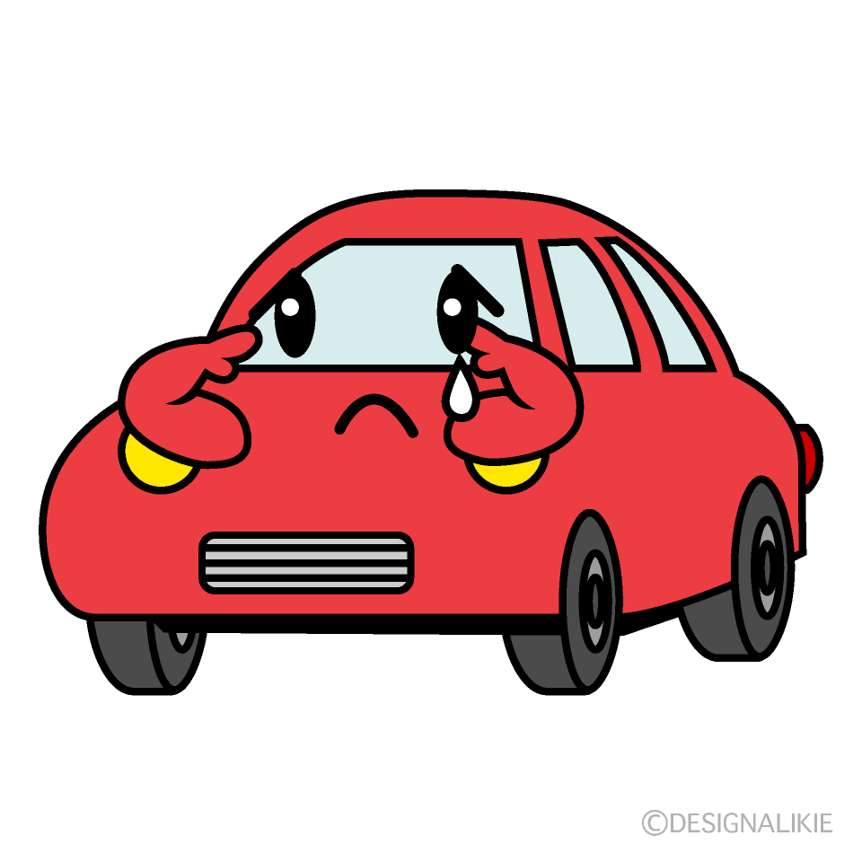 かわいい悲しい赤い車イラスト
