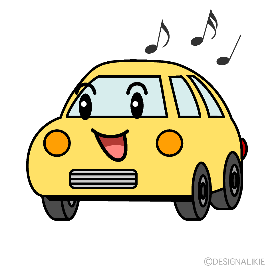 かわいい歌う軽自動車のイラスト素材 Illustcute