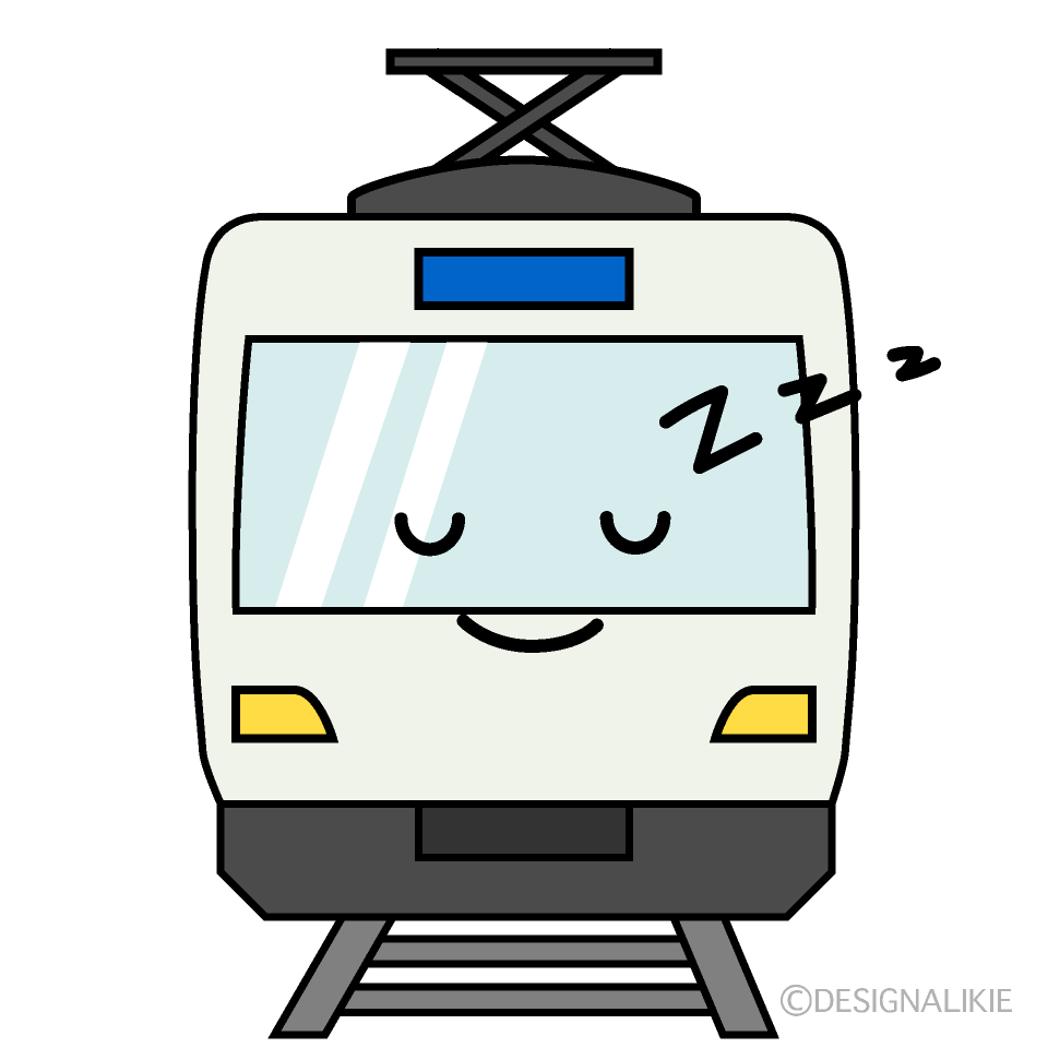 かわいい寝る電車のイラスト素材 Illustcute