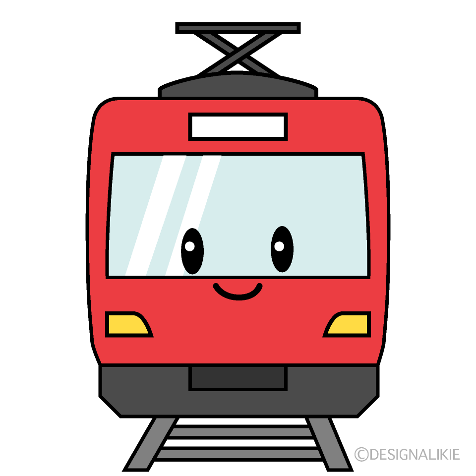 かわいい赤い電車のイラスト素材 Illustcute