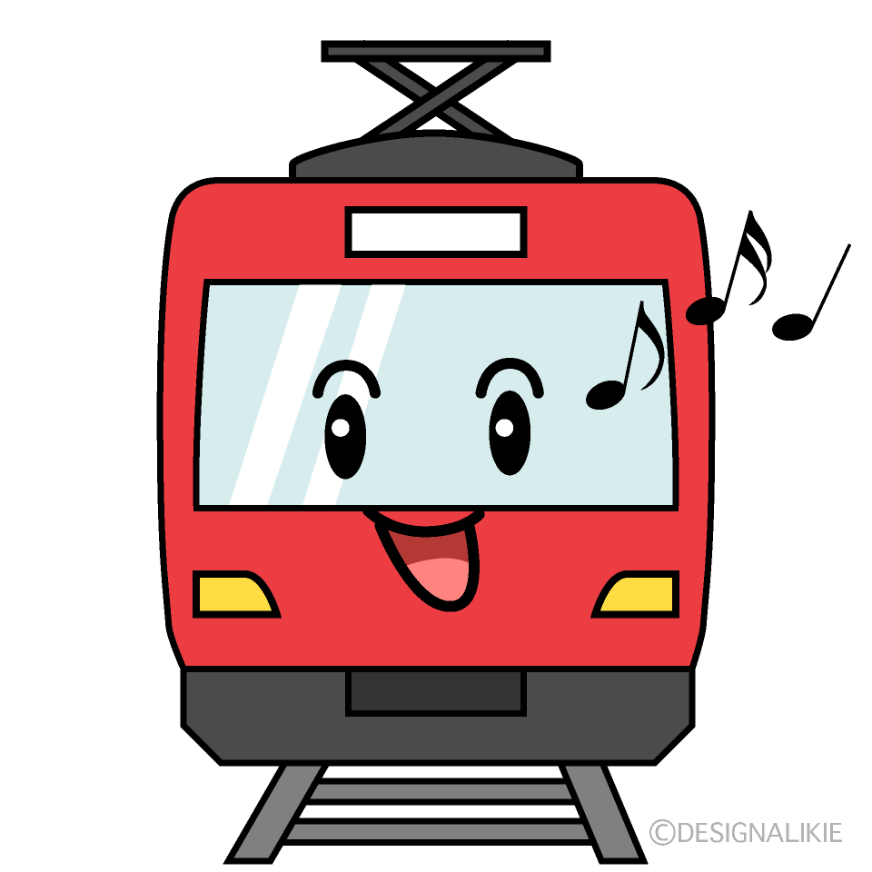 かわいい歌う赤い電車イラスト