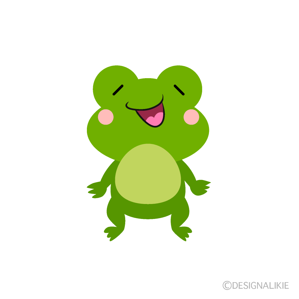 かわいいお腹いっぱいのカエルのイラスト素材 Illustcute
