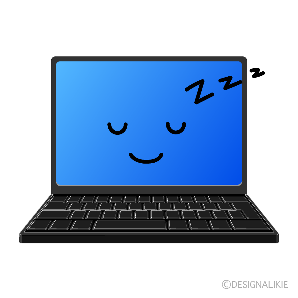 かわいい寝るノートパソコンイラスト
