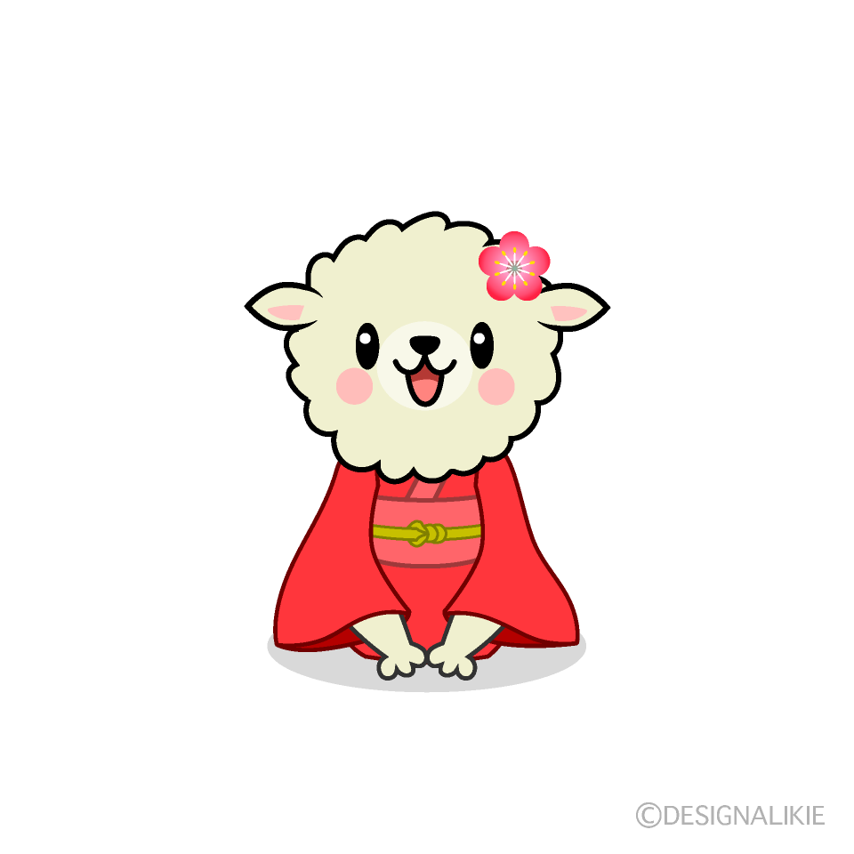 かわいい着物の羊のイラスト素材 Illustcute