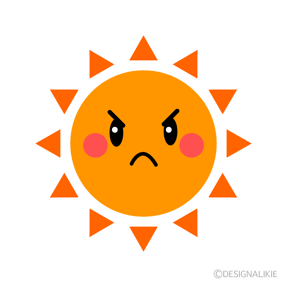 かわいい怒る太陽イラスト