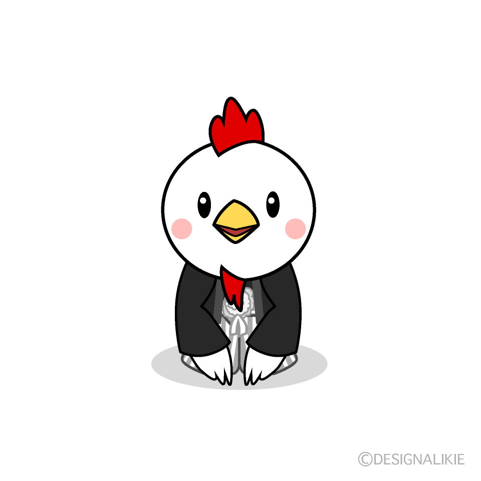 かわいい紋付袴の鶏のイラスト素材 Illustcute