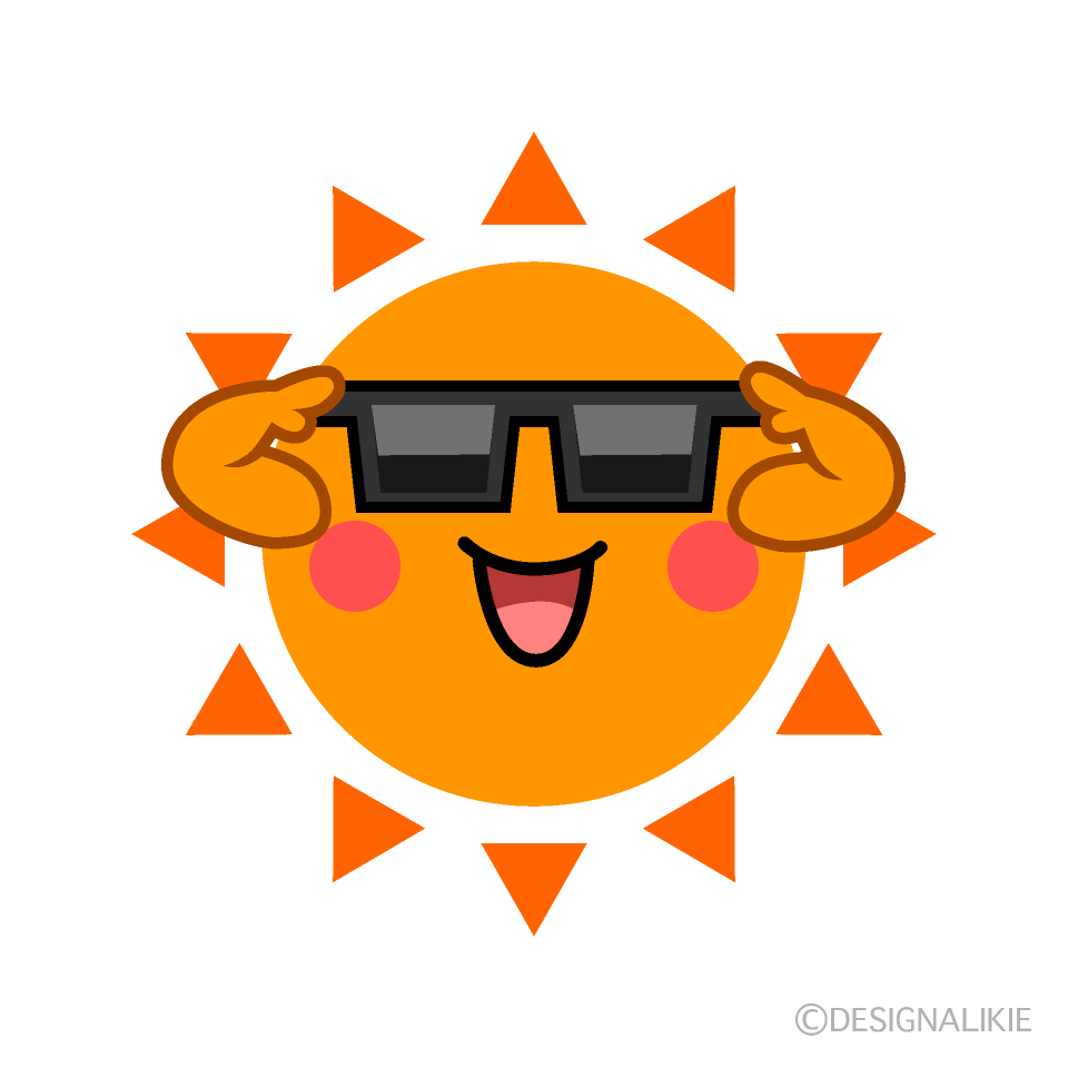 かわいいサングラスの太陽のイラスト素材 Illustcute