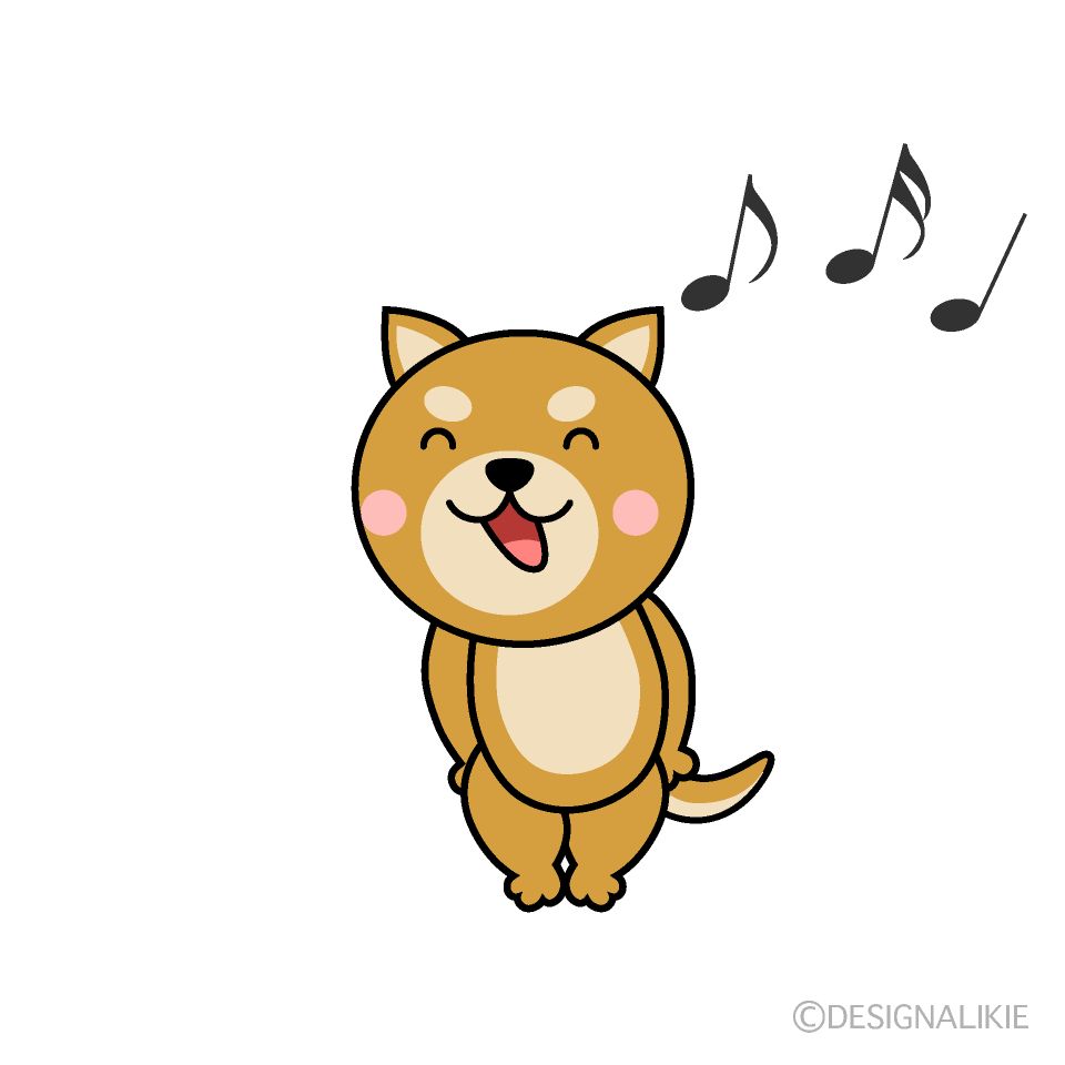 かわいい歌う柴犬イラスト