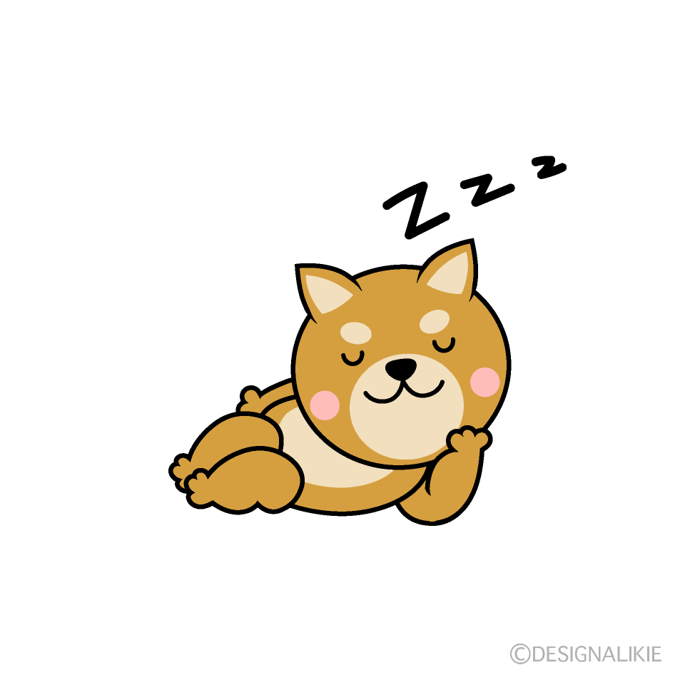 かわいい寝る柴犬のイラスト素材 Illustcute