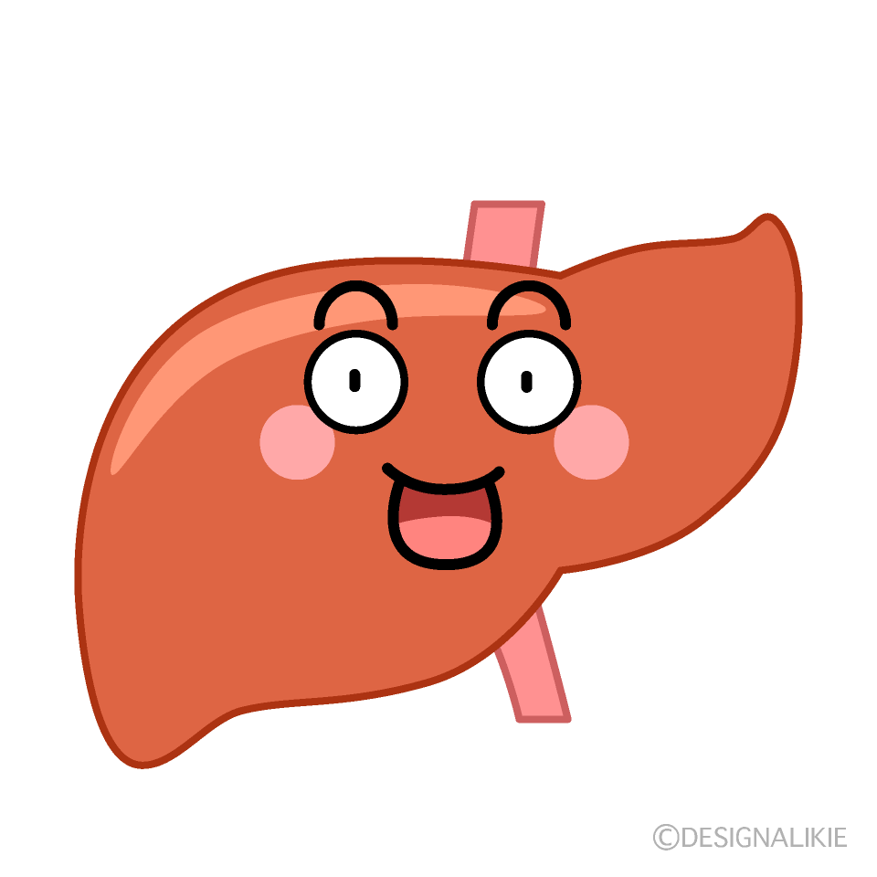 かわいい驚く肝臓のイラスト素材 Illustcute