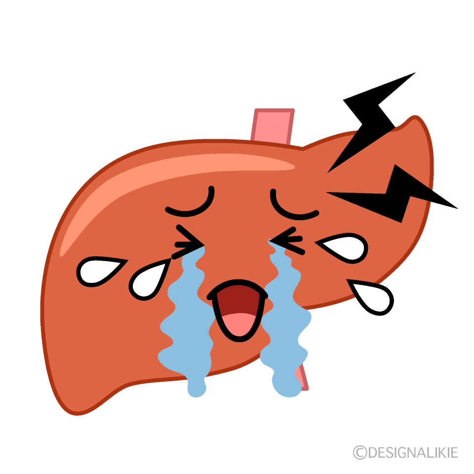 かわいい泣く肝臓のイラスト素材 Illustcute