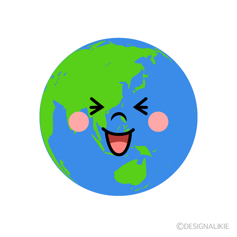 かわいい笑う地球のイラスト素材 Illustcute