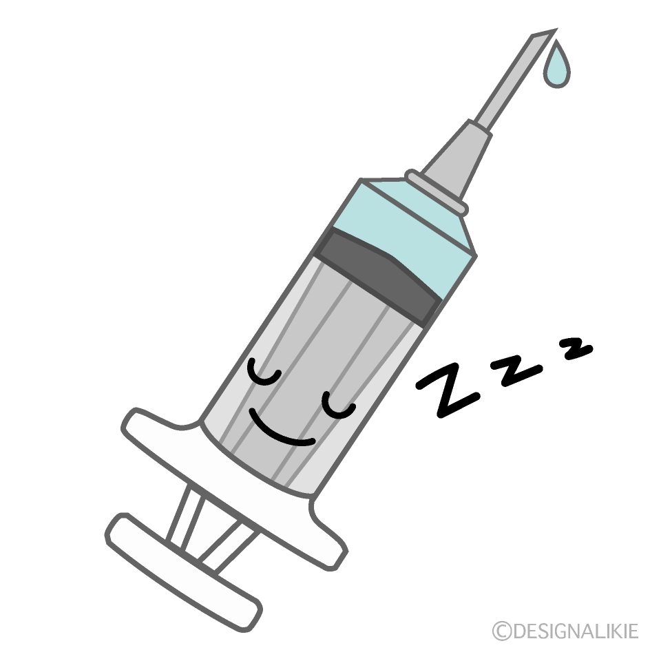 かわいい寝る注射器イラスト