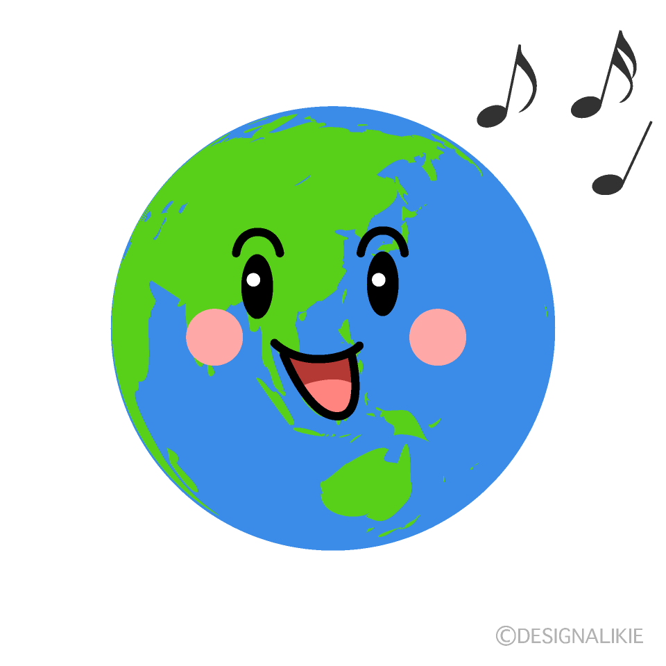 かわいい歌う地球のイラスト素材 Illustcute