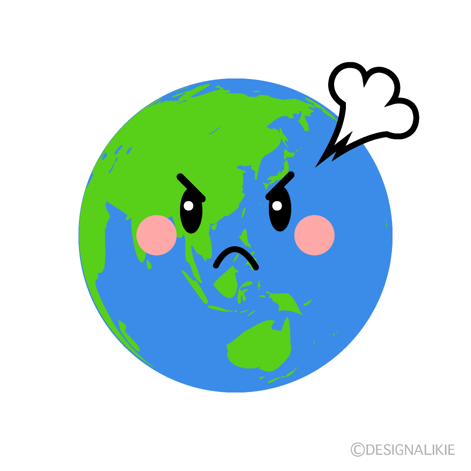 かわいい怒る地球のイラスト素材 Illustcute