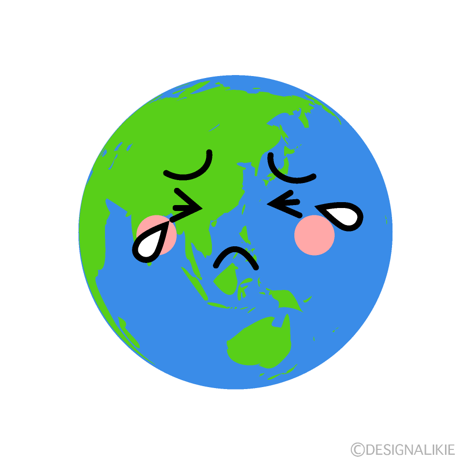 かわいい泣く地球のイラスト素材 Illustcute
