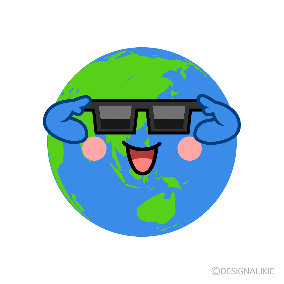 かわいいサングラスの地球のイラスト素材 Illustcute