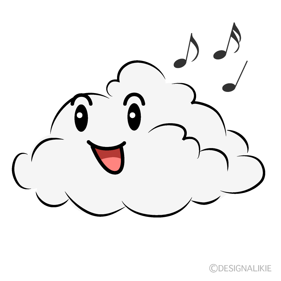 かわいい歌う雲のイラスト素材 Illustcute