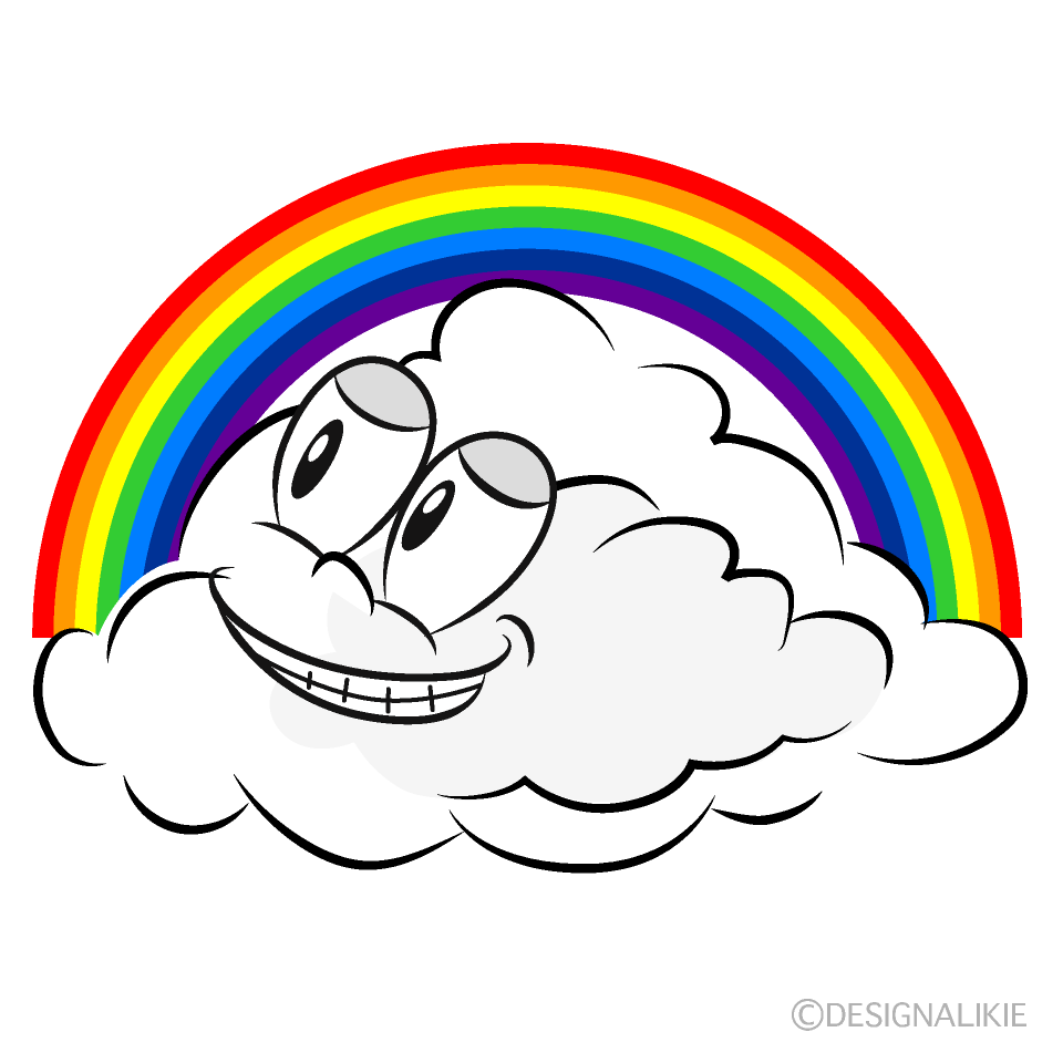 かわいい虹と雲のイラスト素材 Illustcute