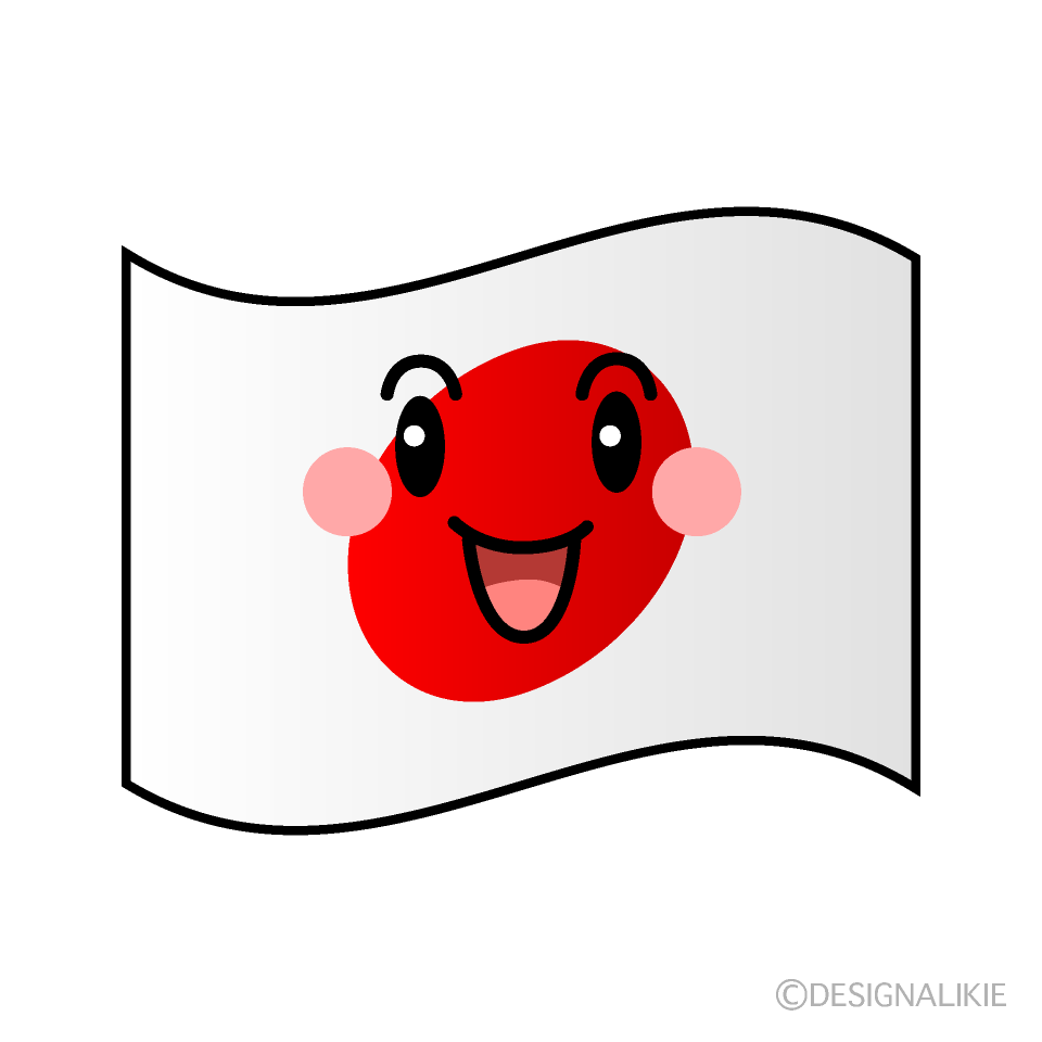 かわいい笑顔の日本国旗イラスト