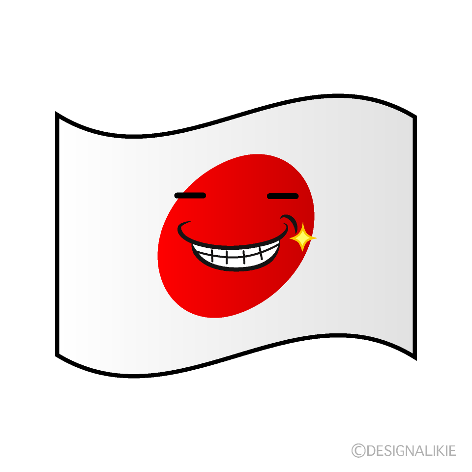 かわいいニヤリの日本国旗イラスト