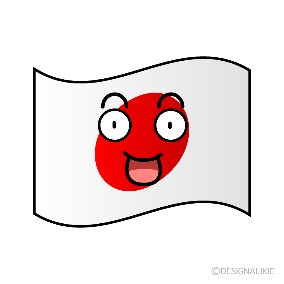 かわいい驚く日本国旗イラスト