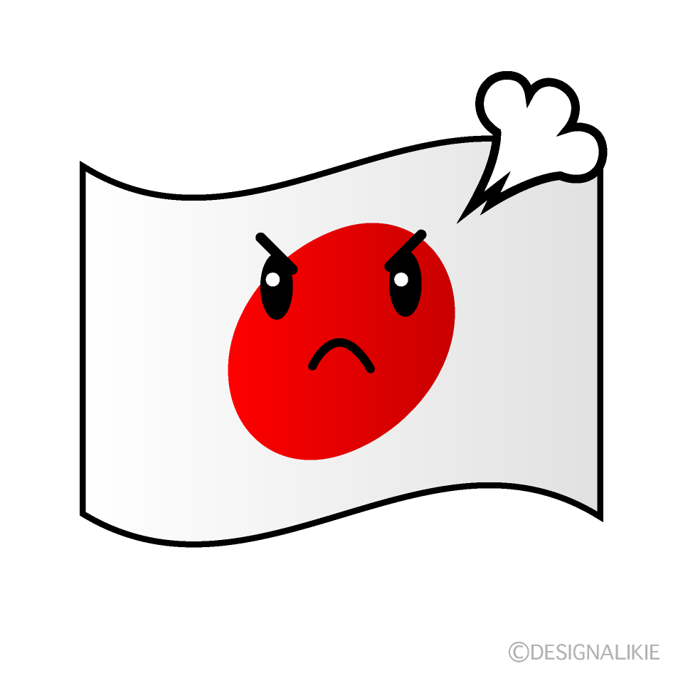 かわいい怒る日本国旗イラスト