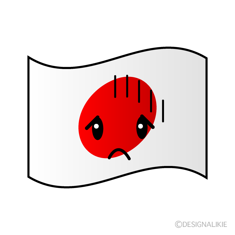 かわいい落ち込む日本国旗イラスト