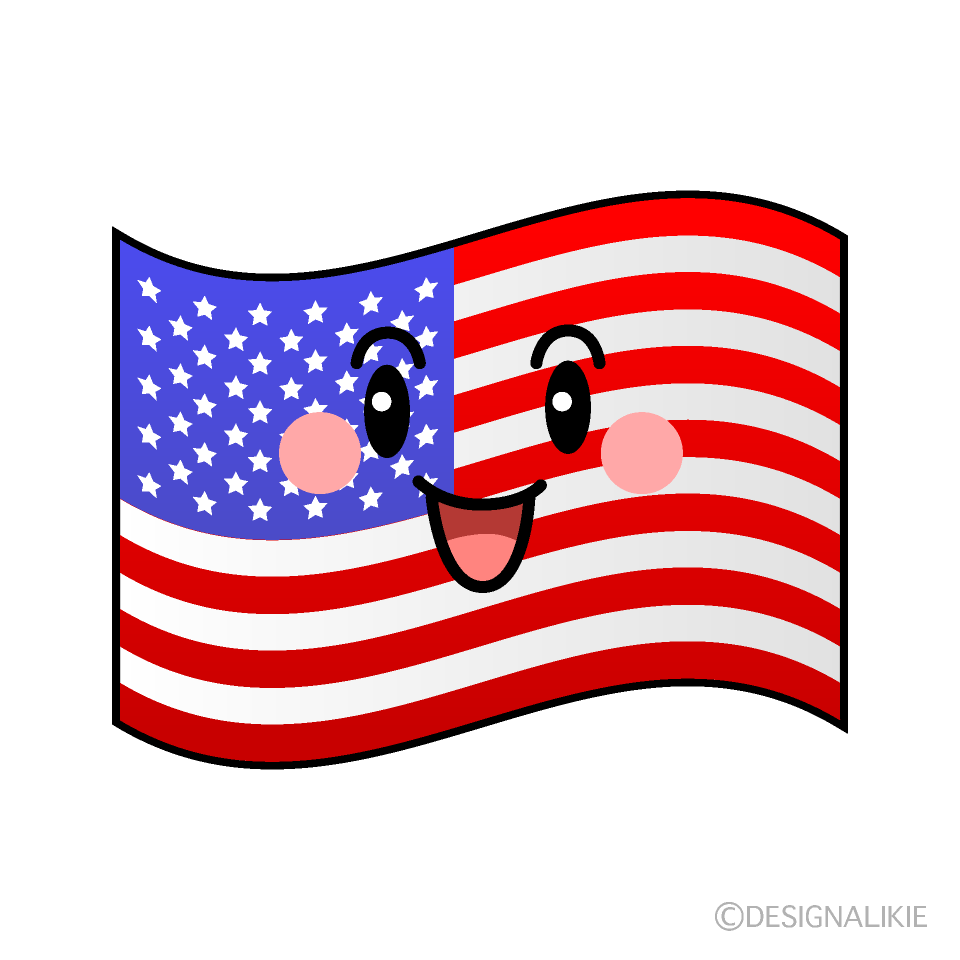 かわいい笑顔のアメリカ国旗イラスト