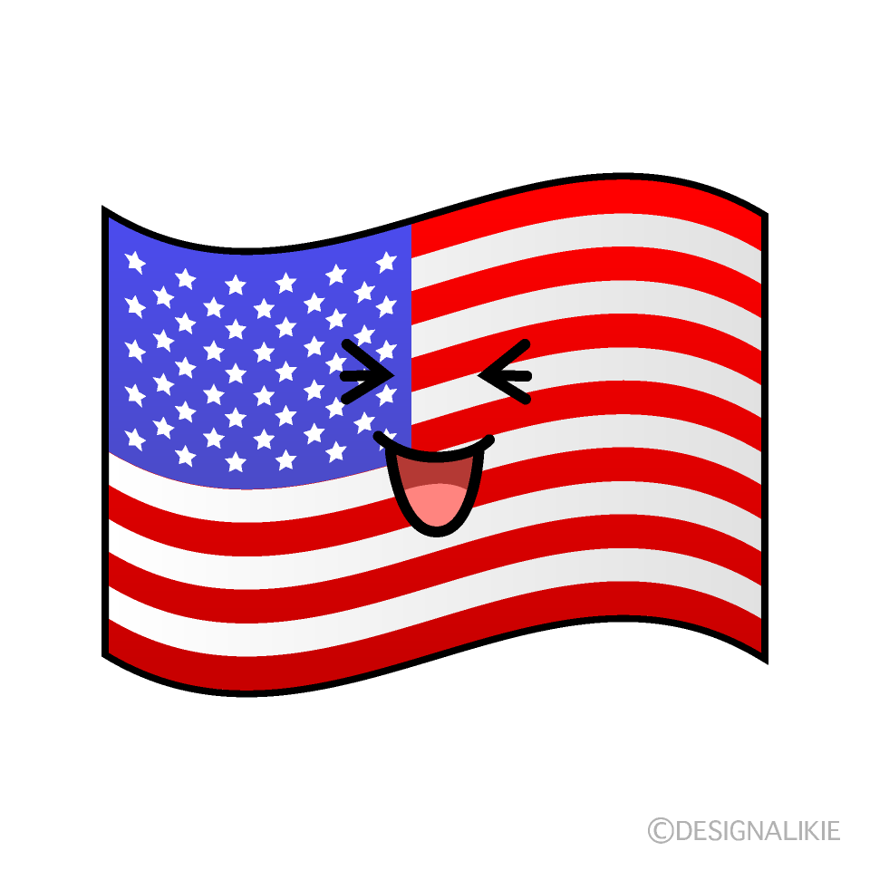 かわいい笑うアメリカ国旗イラスト