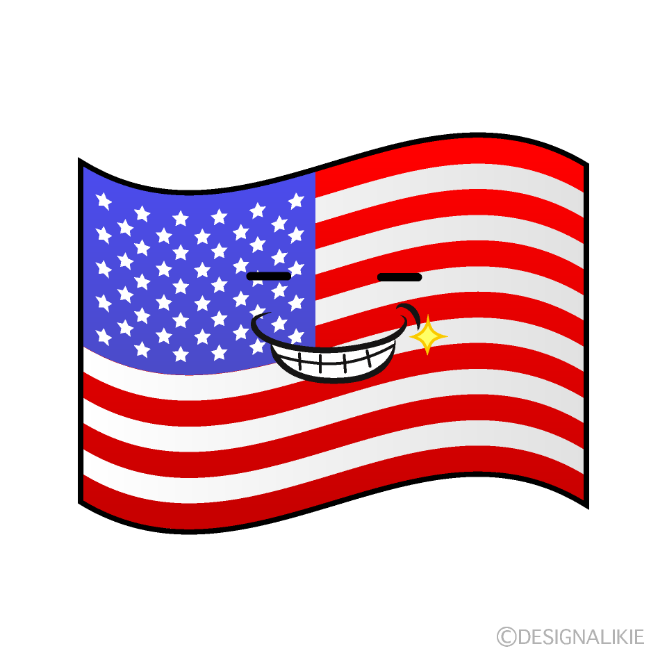 かわいいニヤリのアメリカ国旗イラスト