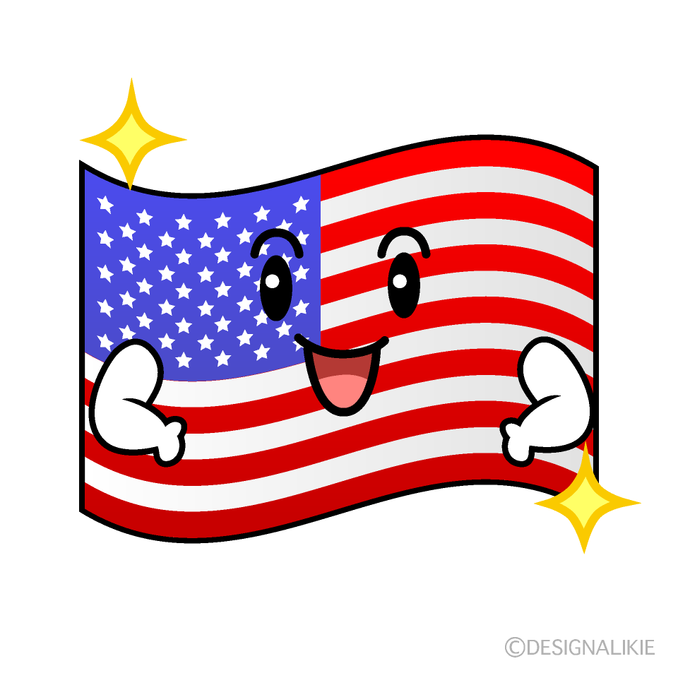 かわいい煌くアメリカ国旗イラスト
