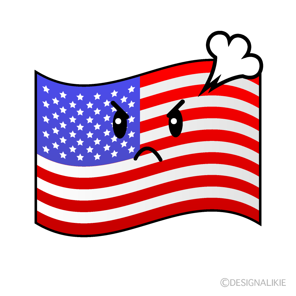 かわいい怒るアメリカ国旗イラスト
