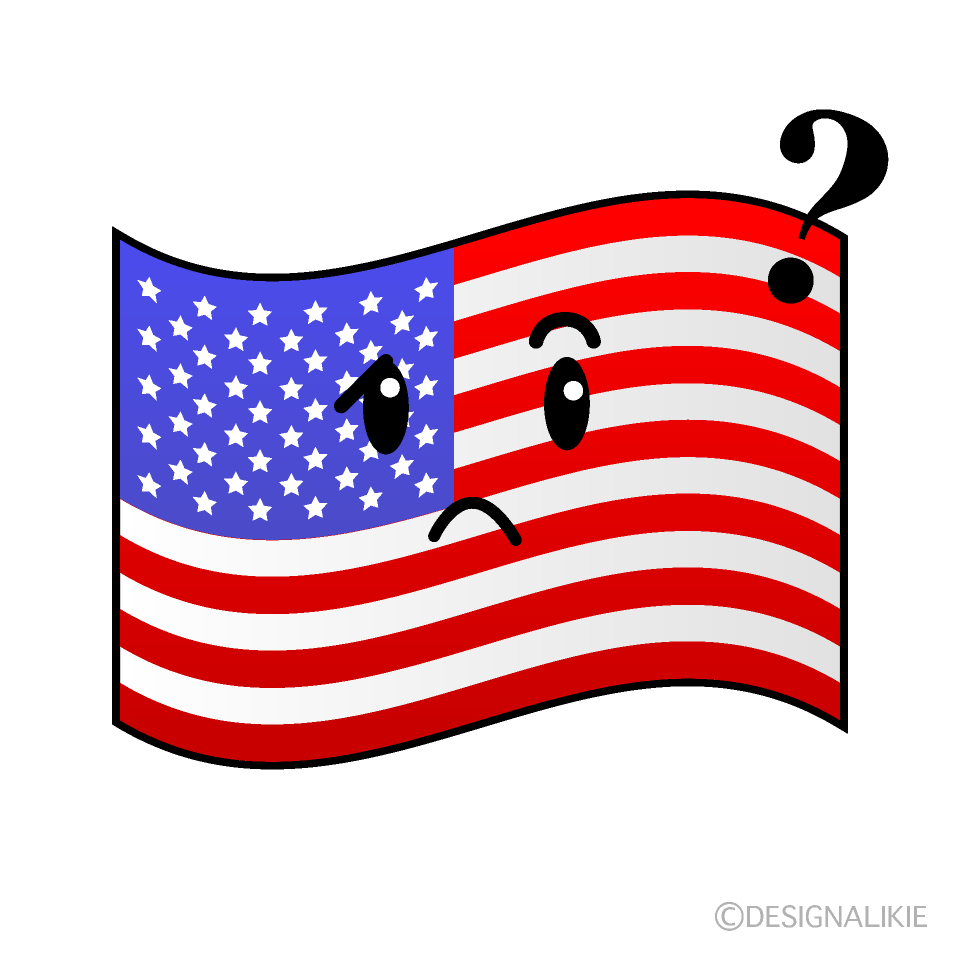 かわいい考えるアメリカ国旗イラスト