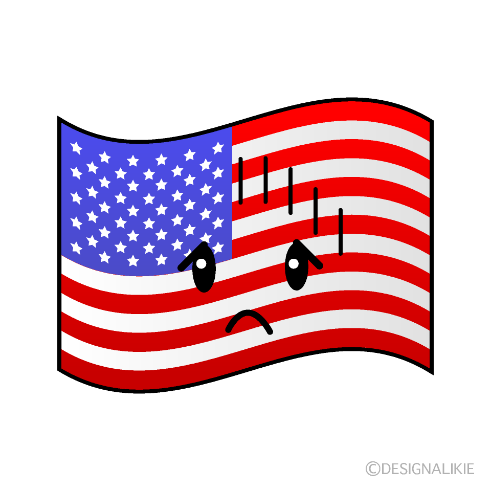 かわいい落ち込むアメリカ国旗イラスト