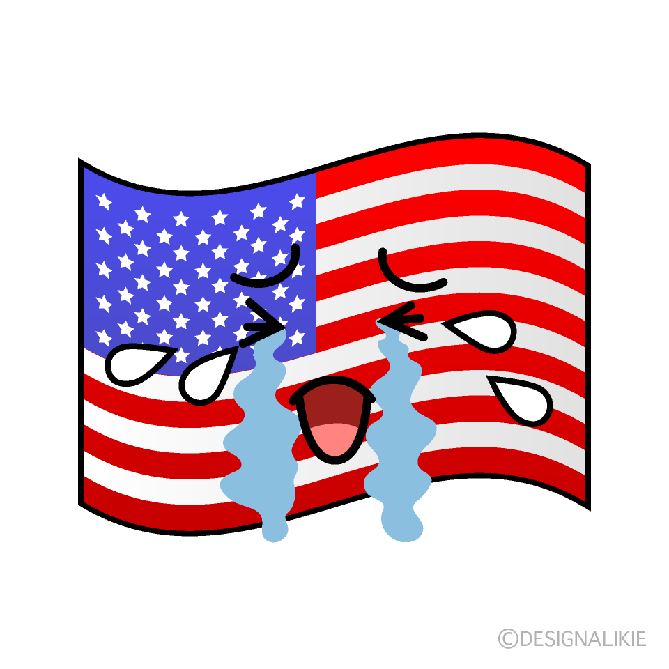 かわいい泣くアメリカ国旗イラスト