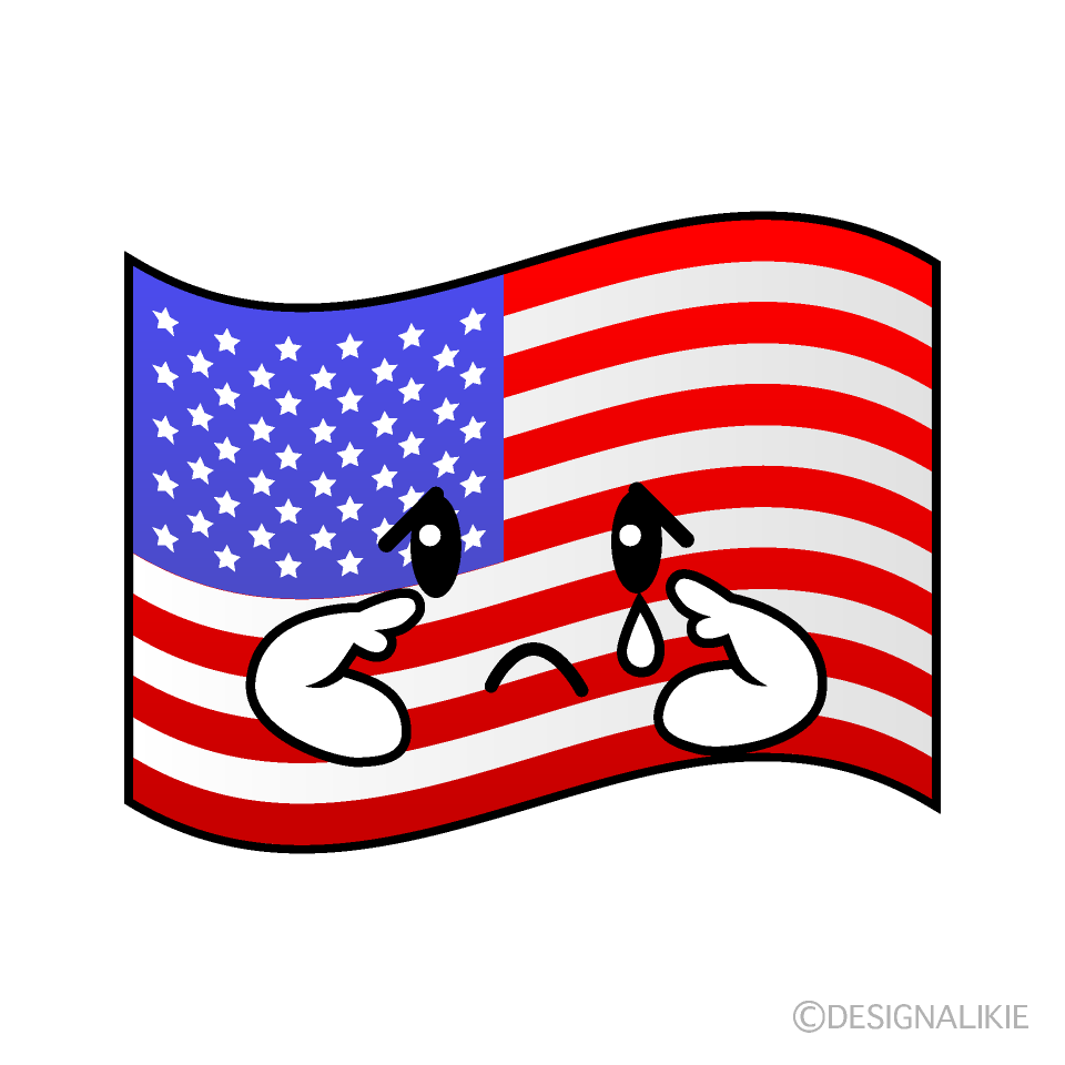 かわいい悲しいアメリカ国旗イラスト