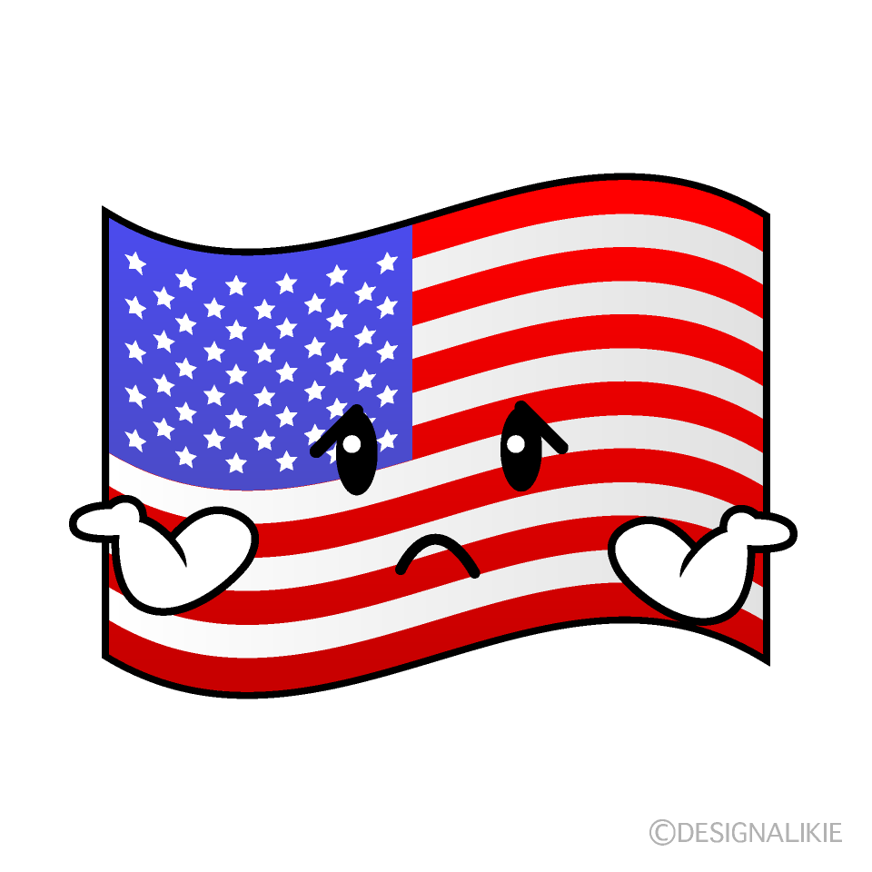 かわいい困るアメリカ国旗イラスト