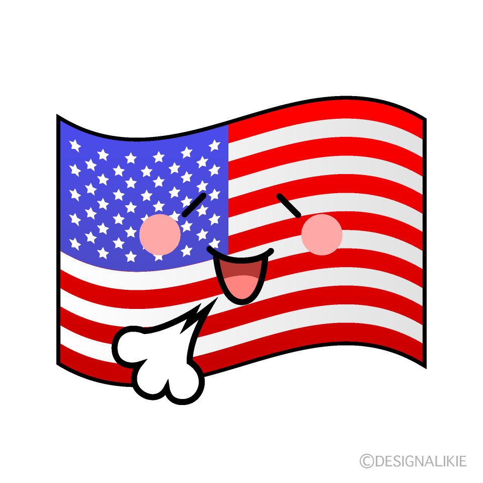 かわいいリラックスするアメリカ国旗イラスト